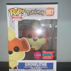 Pokémon flocked Growlithe Funko pop 2020 Fall convention limited edition